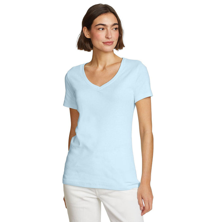 New Eddie Bauer Womens Stretch Cotton V-Neck Favorite Solid Tee Shirt