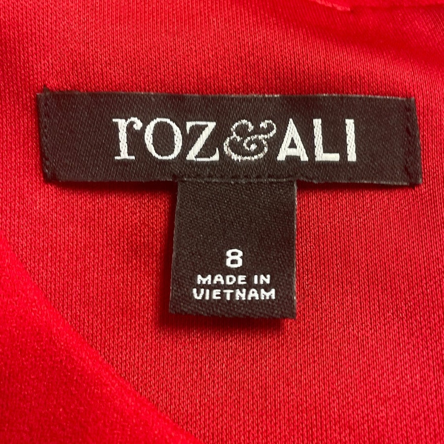Roz &amp; Ali Womens Size 8 Red Fit n Flare Sleeveless Knee Length Dress