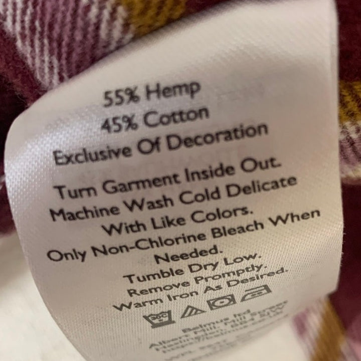 New Eddie Bauer Womens XL Merlot Hemplify Classic Long Sleeve Button Up Shirt