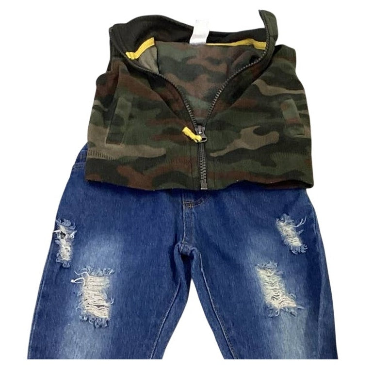 Lot of 5 Boys 6-9 Months Cat &amp; Jack Carters Camouflage Fleece Pants Tops Jacket