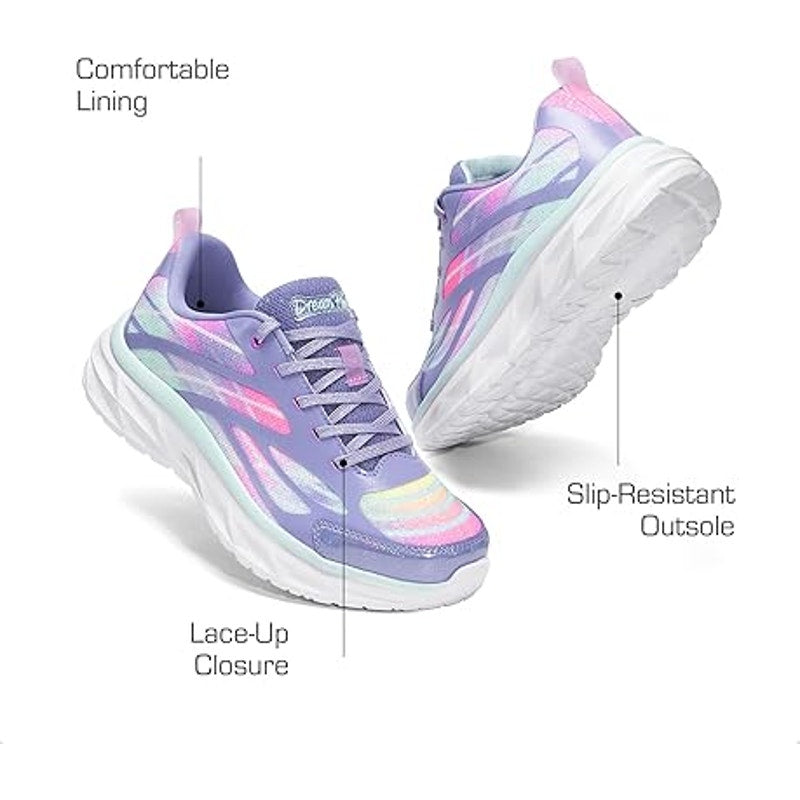 Dream Pairs Little Girls Size 3 Purple Glitter Sneakers Lace Up Tennis Shoes