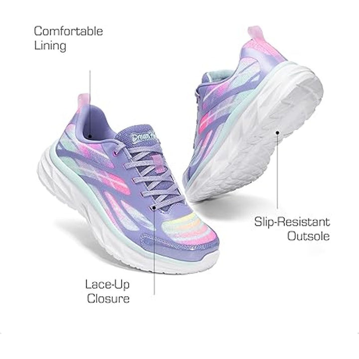 Dream Pairs Little Girls Size 3 Purple Glitter Sneakers Lace Up Tennis Shoes