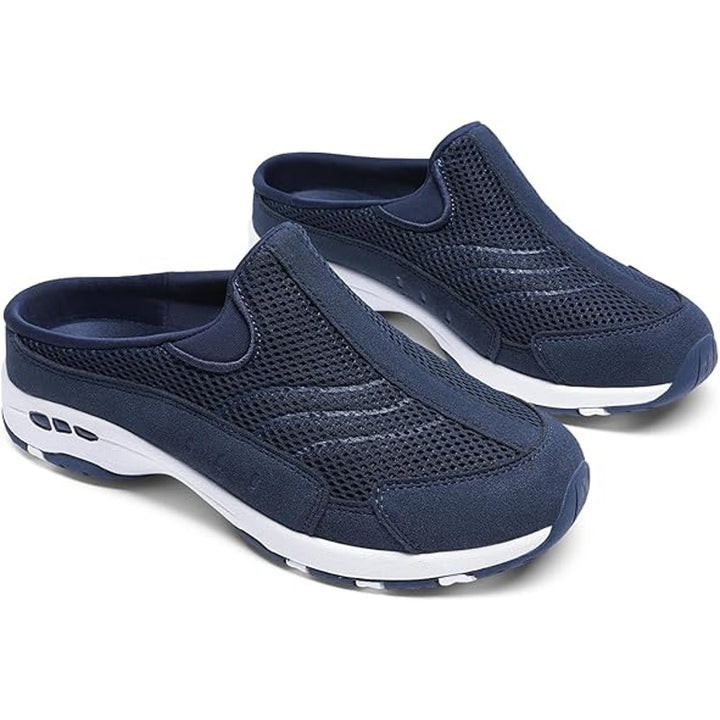 Dream Pairs Womens Size 7.5 Navy Blue White Slide On Mule Sneaker Athletic Shoes