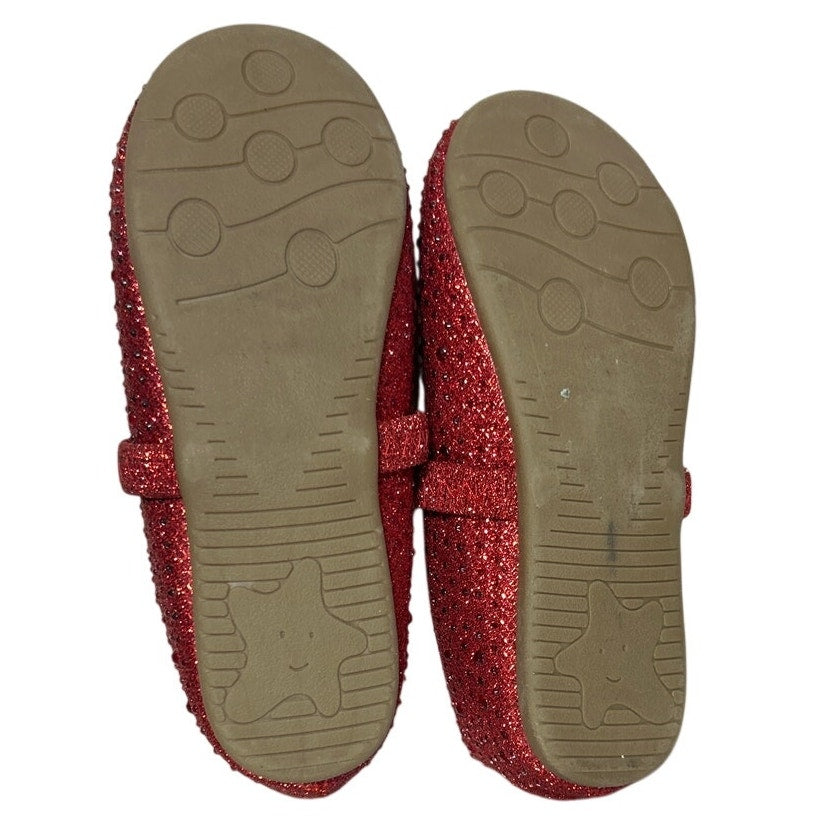 Cior Little Girls Size 13 Red Rhinestone Mary Janes Ballerina Flats Shoes