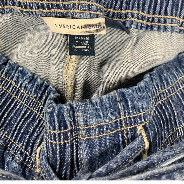 New American Eagle Womens Medium Stretch Drawstring Waist Blue Denim Pants