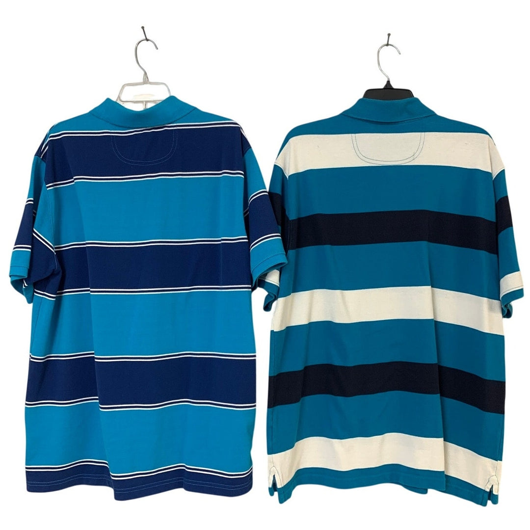 Lot of 2 Mens St Johns Bay Mens XL Classic Blue Striped Short Sleeve Polo Shirt
