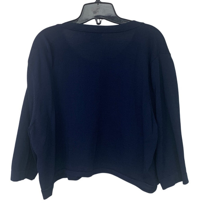 Dress Barn Womens Size 22/24 Navy Short Sleeve Front Closure Cardigan Sweater
