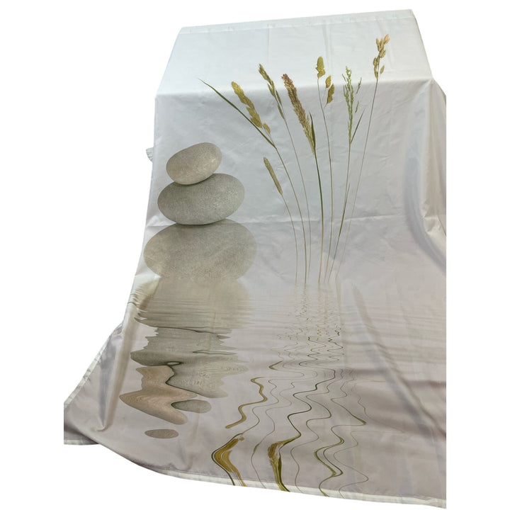Zen Polished Stones Wheatgrass Pond Water Standard Fabric Shower Curtain