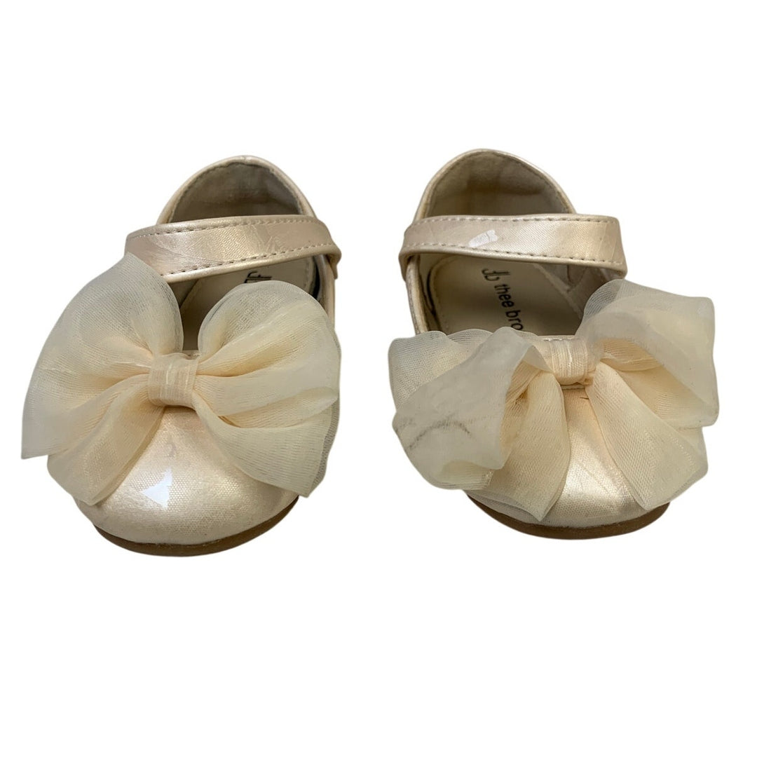 Thee Bron Toddler Girls Size 6 Beige Mary Jane Closed Round Toe Bow Shoes