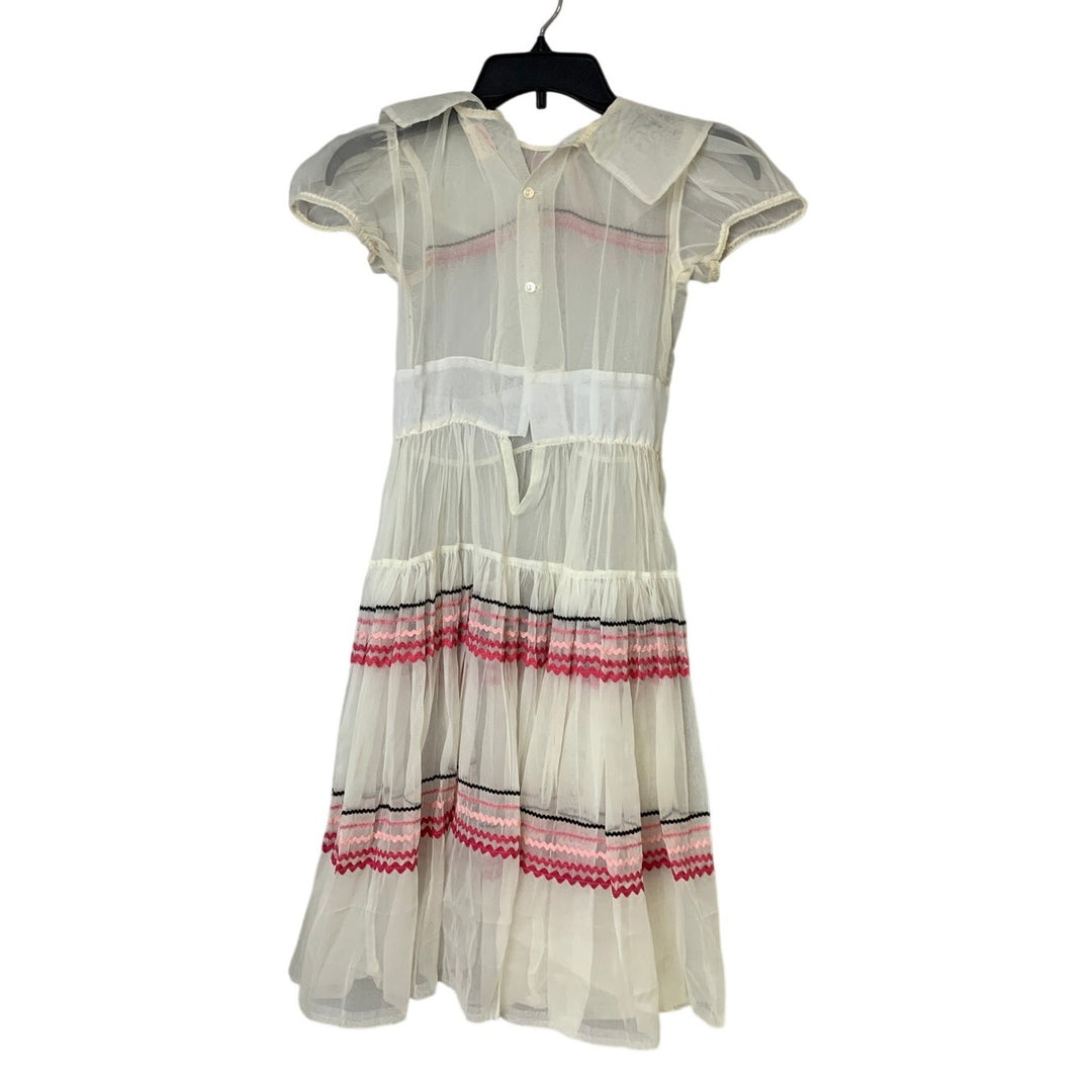 Vintage Original Jean Durain Girls Small Sheer Short Sleeve Unhemmed Dress