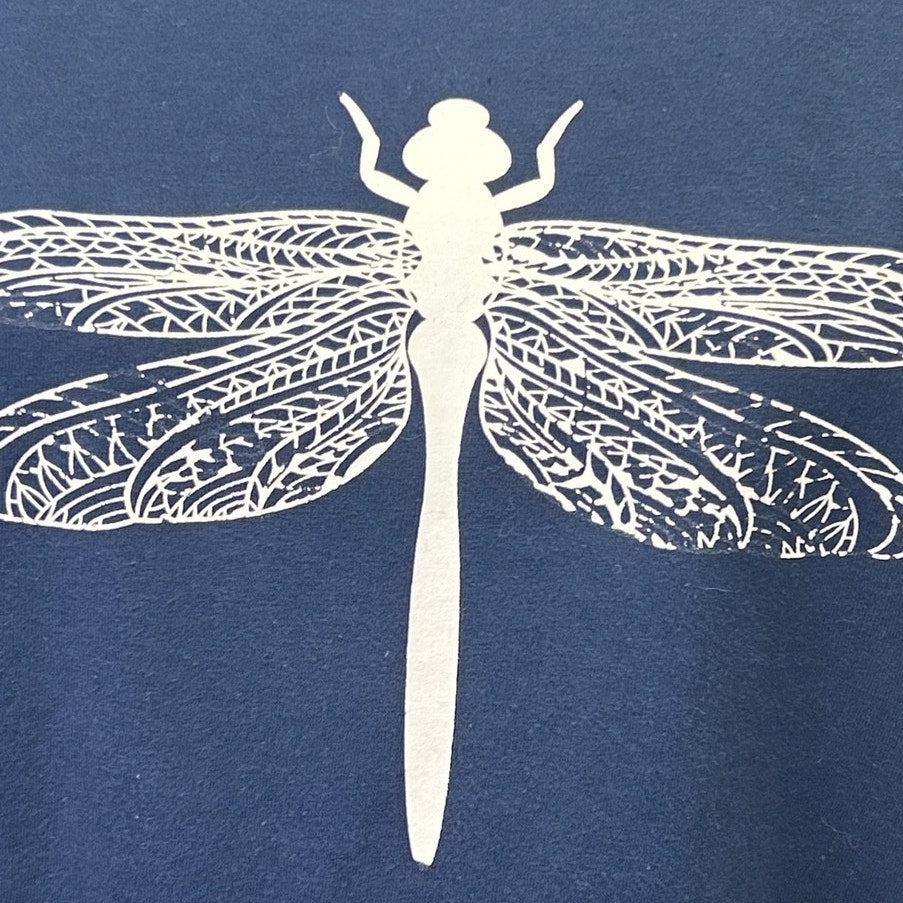 Hand Printed Upcycled Mens Medium Dragonfly PolyCotton Tank Top Sleeveless Tee