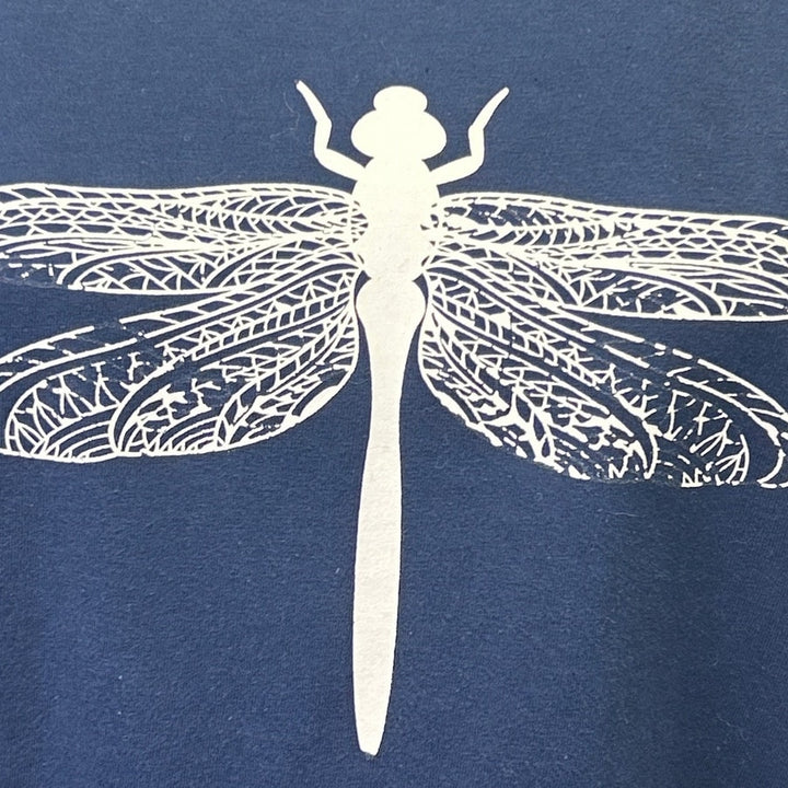 Hand Printed Upcycled Mens Medium Dragonfly PolyCotton Tank Top Sleeveless Tee