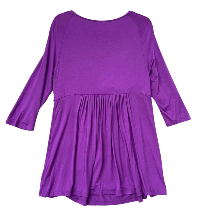 NWT New Monroe &amp; Main Womens XL Low V Neck Purple Half Sleeve Ruffle Blouse Top