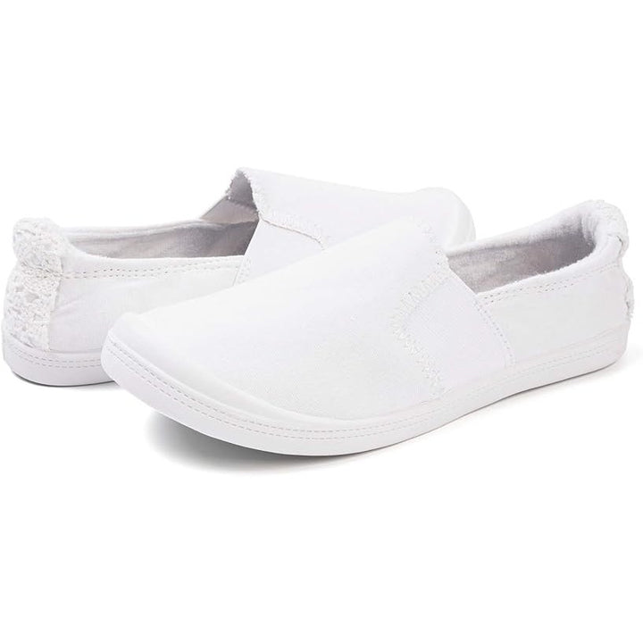 Funky Monkey Womens Size 7 White Canvas Crochet Heel Flat Low Top Sneaker Shoes