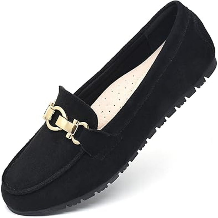 Cvistpieo Womens Size 7.5 Black Faux Suede Slip On Loafers Business Casual Shoes