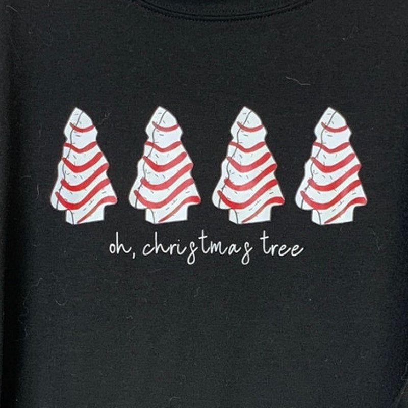 Upcycled Hand Printed Womens 3XL Oh Christmas Tree Long Sleeve Sweatshirt