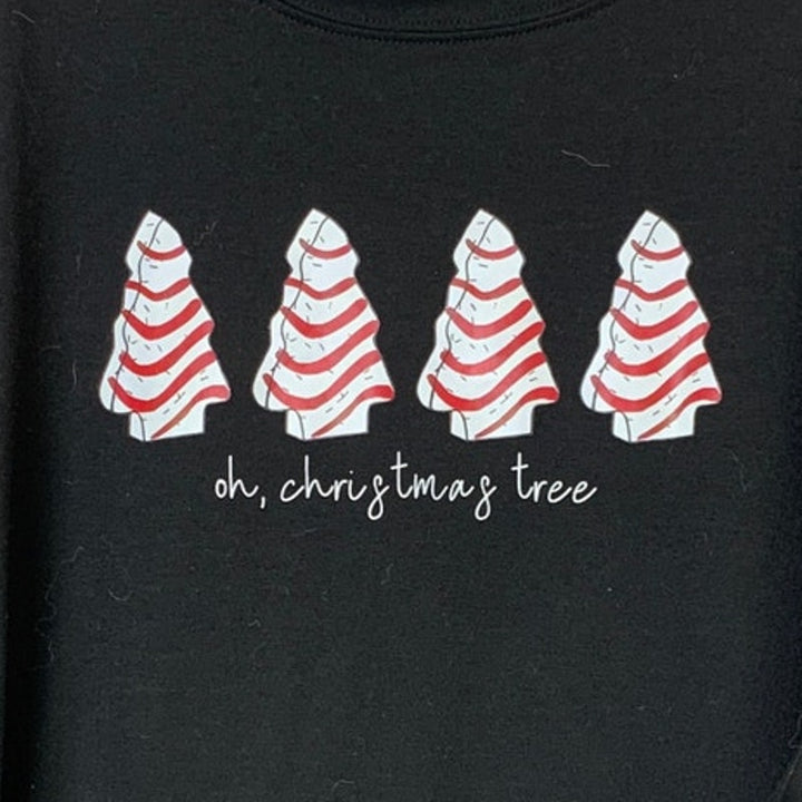 Upcycled Hand Printed Womens 3XL Oh Christmas Tree Long Sleeve Sweatshirt