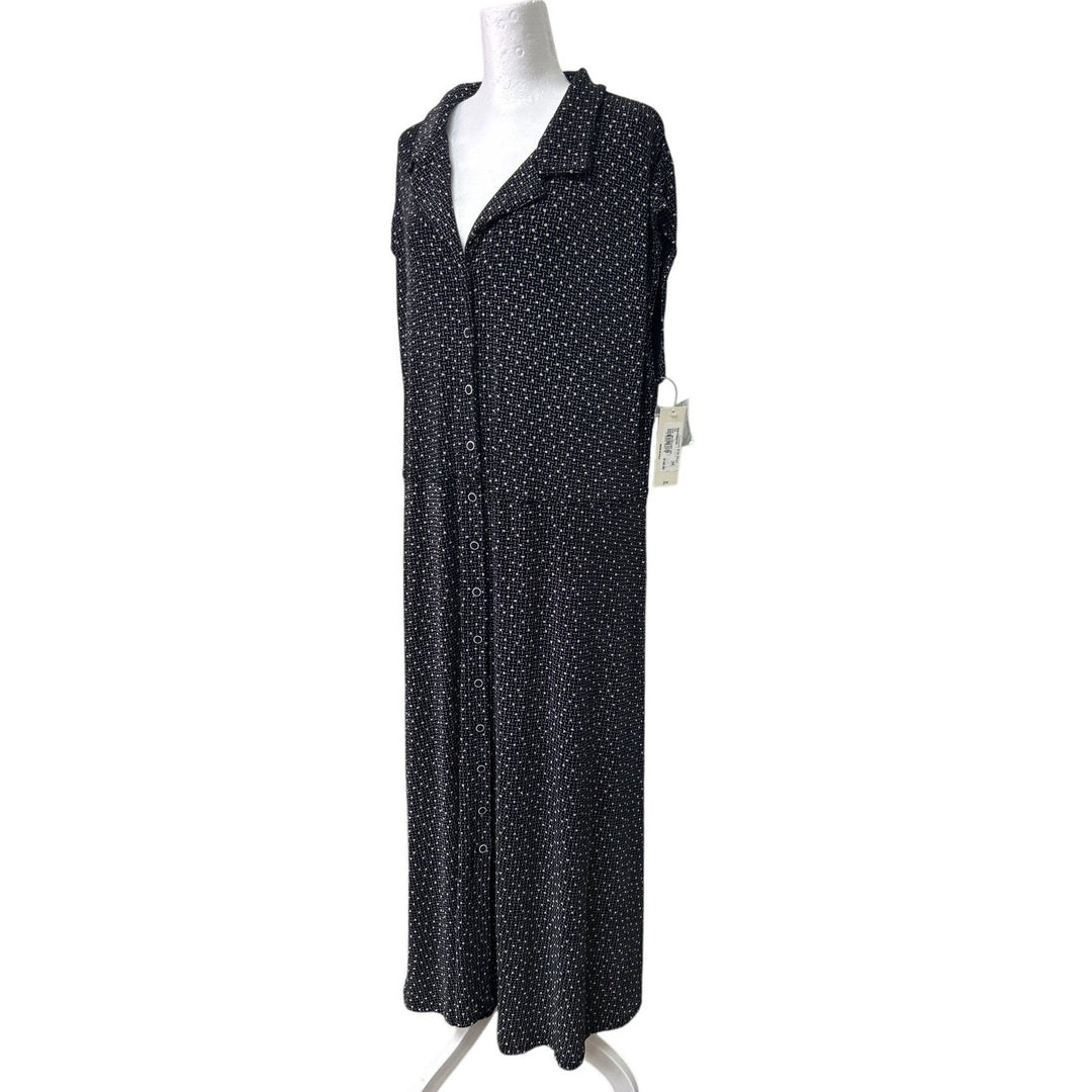 NWT New Vikki VI Womens 2X Sleeveless Front Button Square Dot Pattern Midi Dress