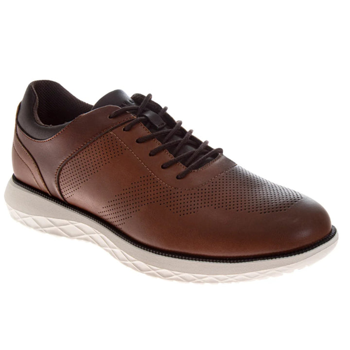 New NWT Perry Ellis Mens Size 9 Chestnut Brown Faux Leather Lace Up Casual Shoes
