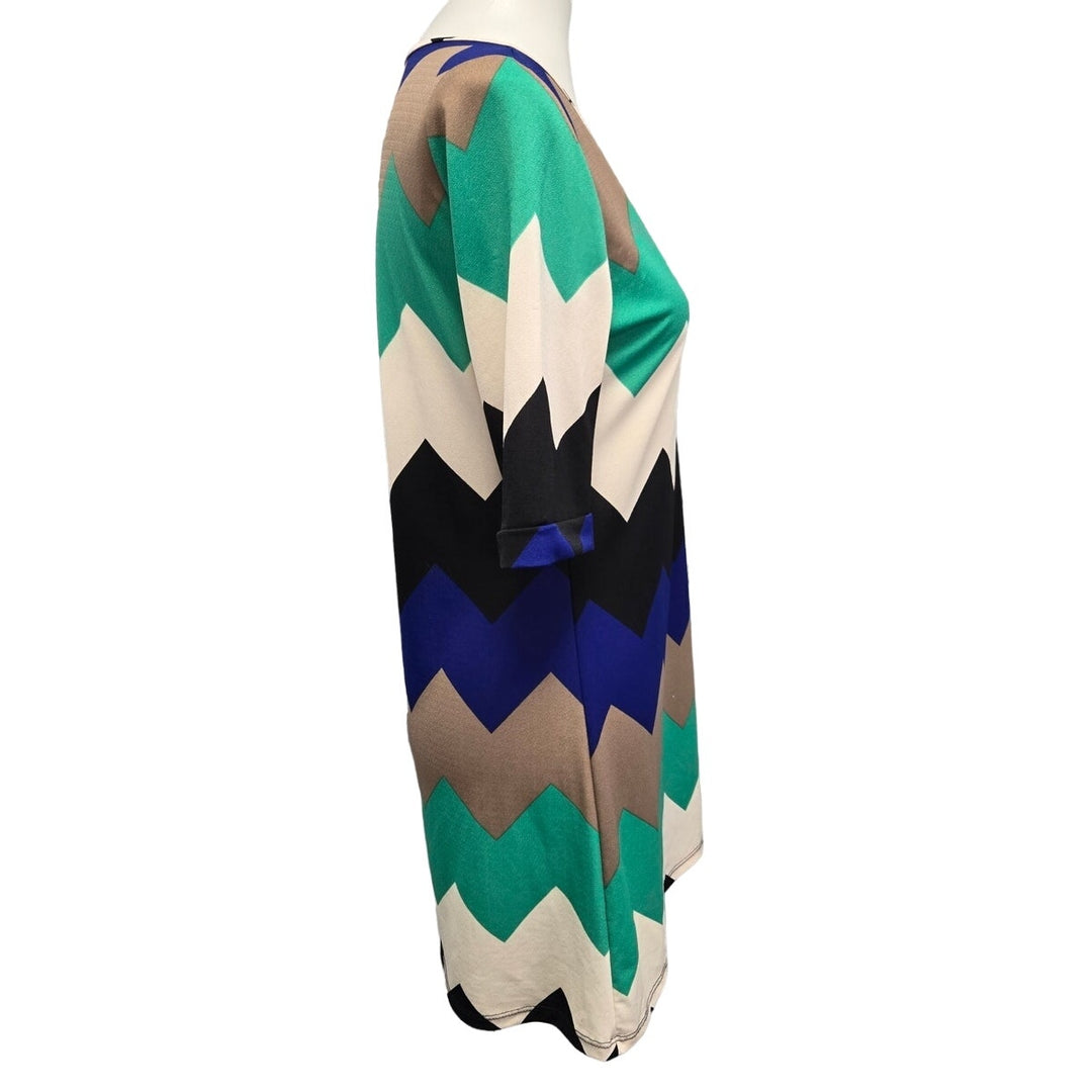 Point Womens Large 1/2 Sleeve Chevron Striped Polyester Knee Length Sheath Dress