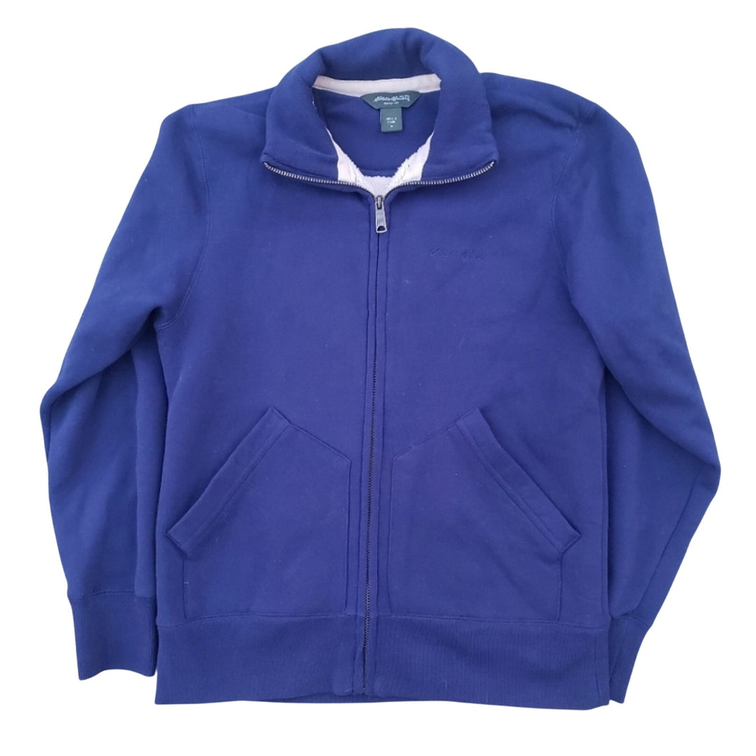 Eddie Bauer Mens Medium Navy Blue Heavy Zip Fleece Sherpa Lined Zip Up Jacket