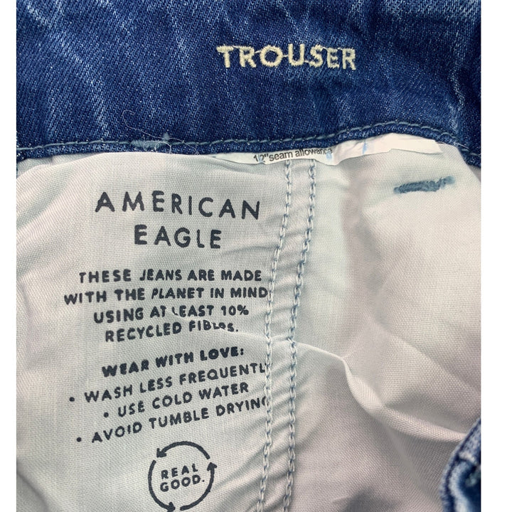 New American Eagle Size 10 Cotton Blend Pleated Front Denim Blue Jean Trousers