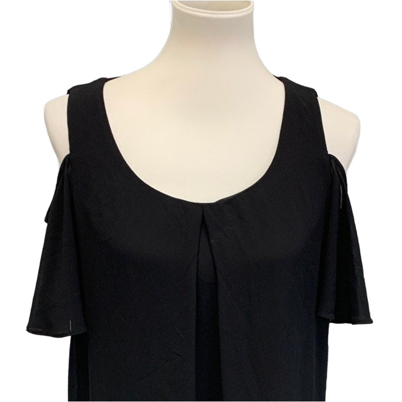 By &amp; By Womens Large 100% Polyester Scoop Neck Cold Shoulder Sheath Dress