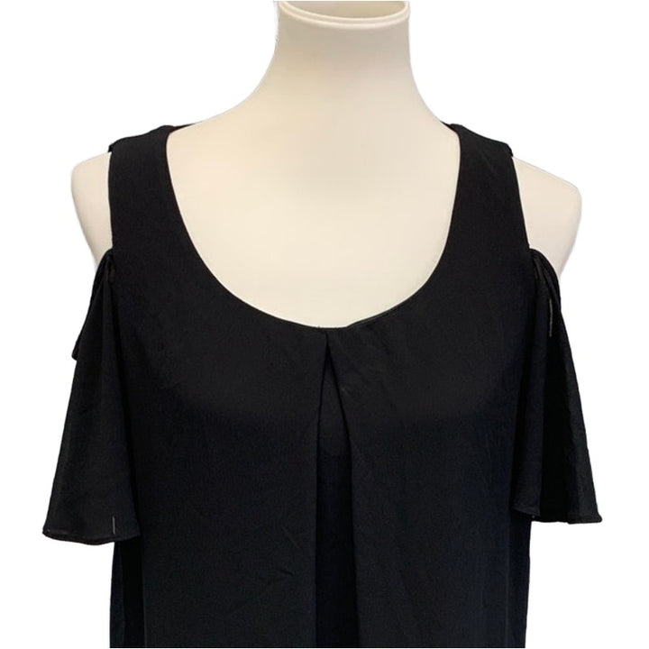 By &amp; By Womens Large 100% Polyester Scoop Neck Cold Shoulder Sheath Dress