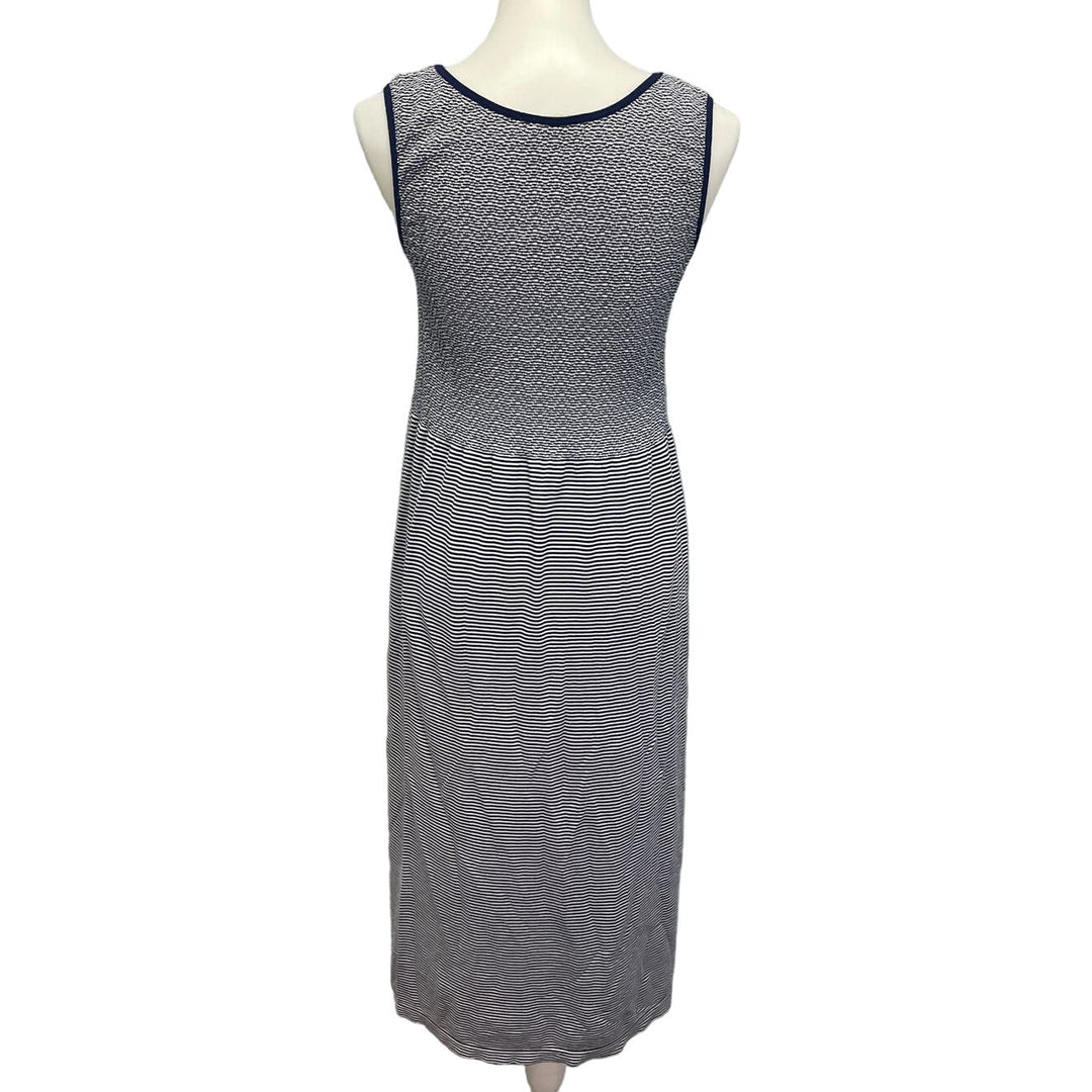 Lark &amp; Grey Womens Medium Sleeveless Navy Striped Cotton Blend Maxi Dress