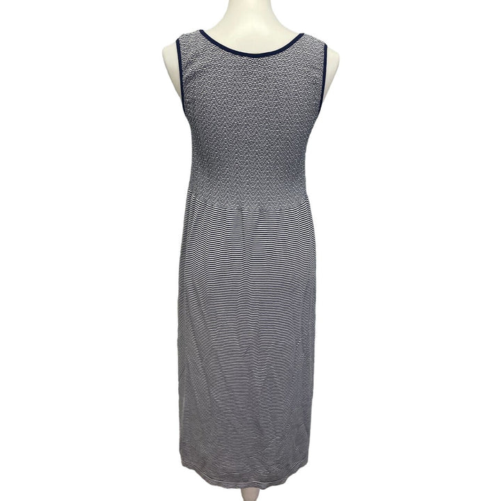 Lark &amp; Grey Womens Medium Sleeveless Navy Striped Cotton Blend Maxi Dress