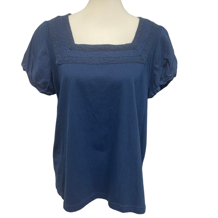 Jason Maxwell Womens XL PolyCotton Short Sleeve Florentine Boat Neck Blouse