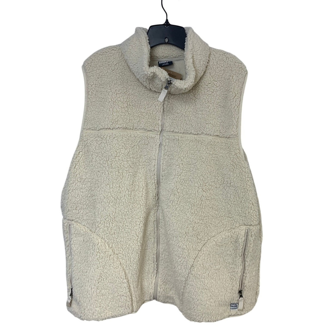 New Eddie Bauer Womens Plus Size Cream Full Zip Warm Fleece Polyester Vest