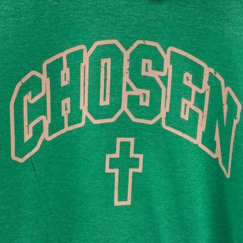 New Hand Printed Youth Boys Large Jesus Chosen Cross Short Sleeve Tee Shirt