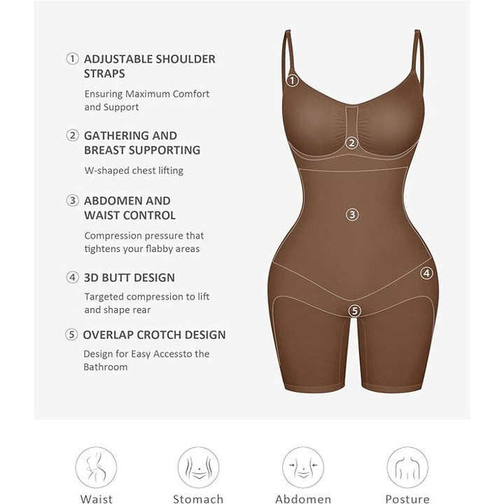 NWT New FeelinGirl Womens XS/S Cocoa Tummy Control Seamless Shapewear Bodysuit