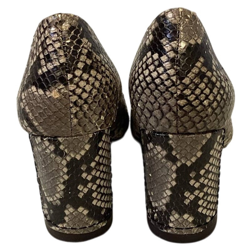 A D &amp; Daughters US Size 6 Snake Print Genuine Leather Chunky Heel Pumps Shoes