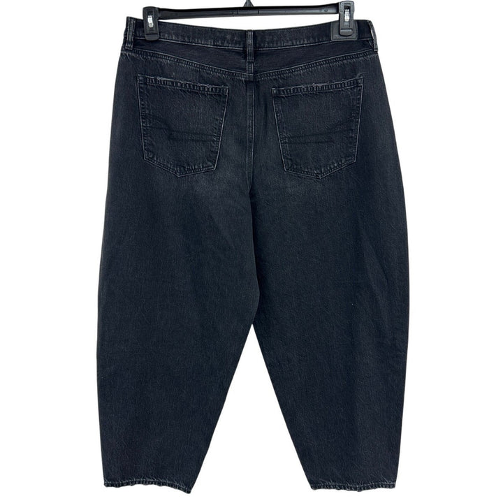New American Eagle Womens 18 Regular Black Cotton Blend Denim Balloon Jeans