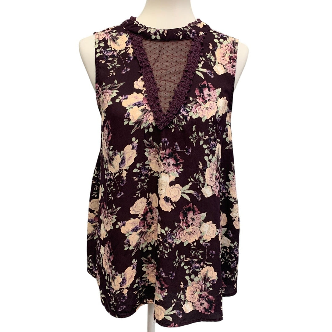 Skylar &amp; Jade Womens XL Lace Front Sleeveless Floral Lightweight Tank Top