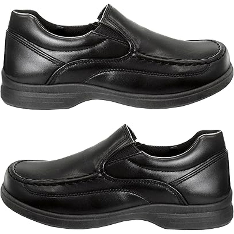 French Toast Boys Size 2 Black Faux Leather Slip On Loafers Non Skid Shoes