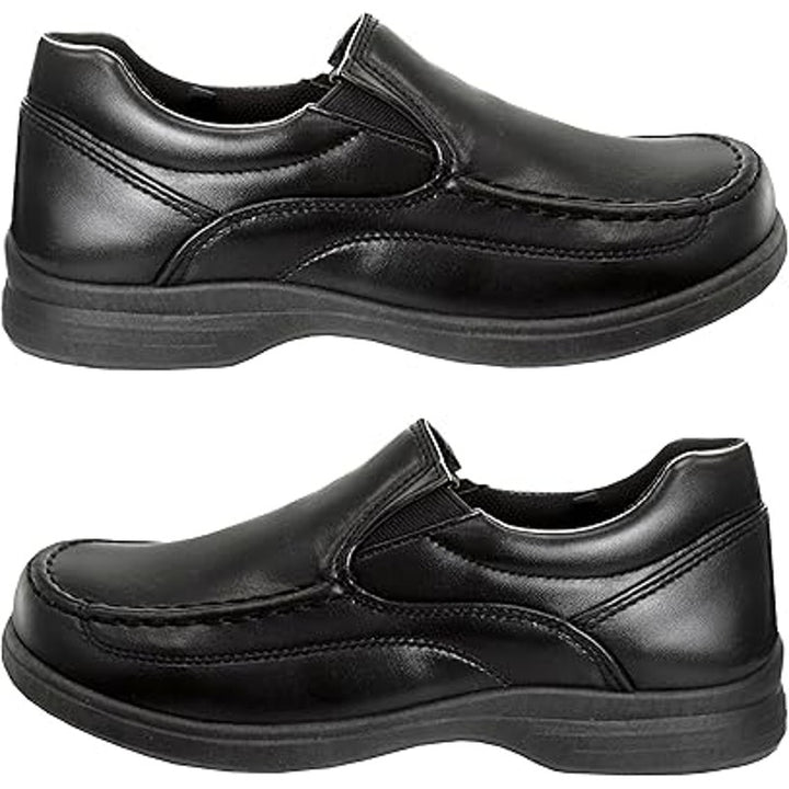 French Toast Boys Size 2 Black Faux Leather Slip On Loafers Non Skid Shoes