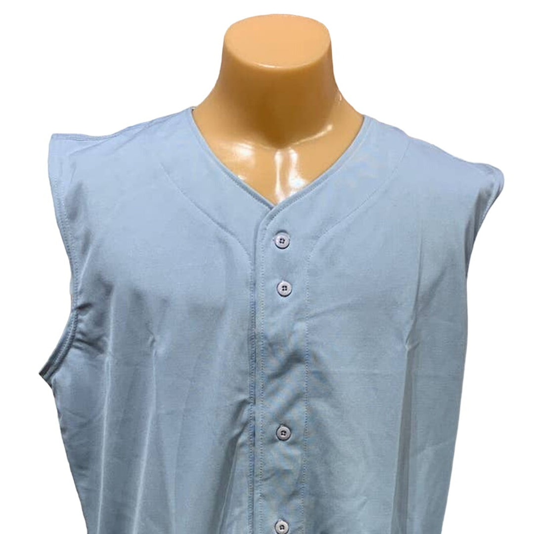 New Tag Team Uniform Adult Large Gray Button Down Baseball Sleeveless Jersey