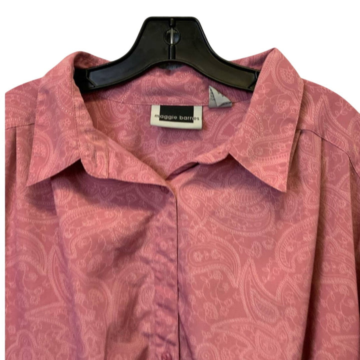 Maggie Barnes Plus Size 26W Long Sleeve Pink Paisley Polyester Button Down Shirt
