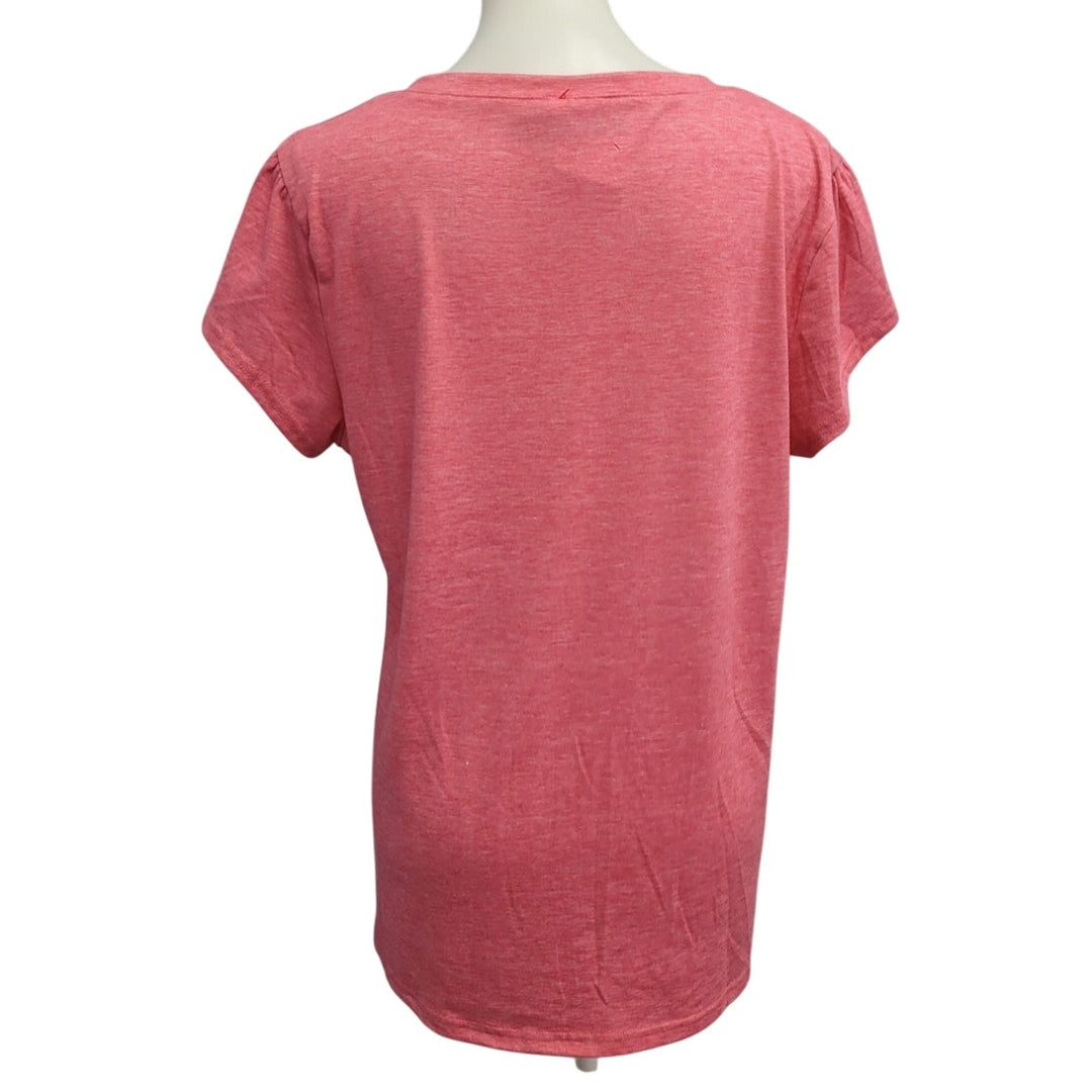 Hand Printed Upcycled Womens Large Live Love Serve V Neck Tee Shirt