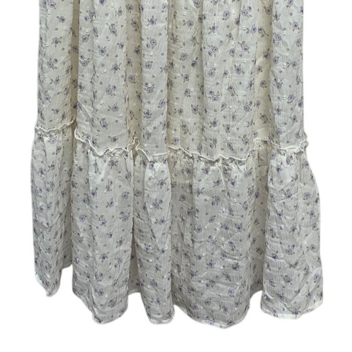 NWT New VotePretty Womens Medium Short Sleeve V Neck Floral Tiered Midi Dress