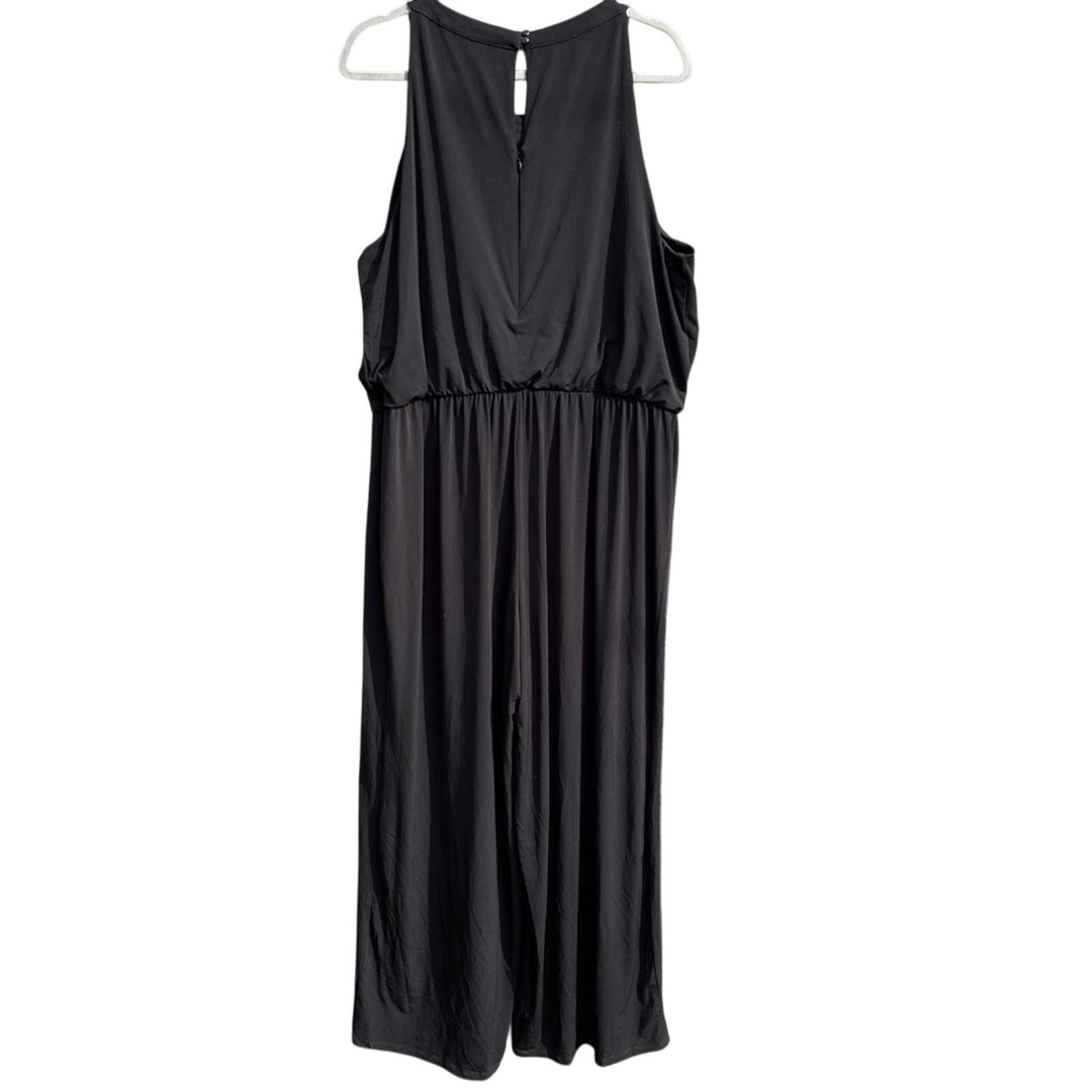 New Style &amp; Co Womens 3X Black Chain Neck Flowy Sleeveless Back Zip Jumpsuit