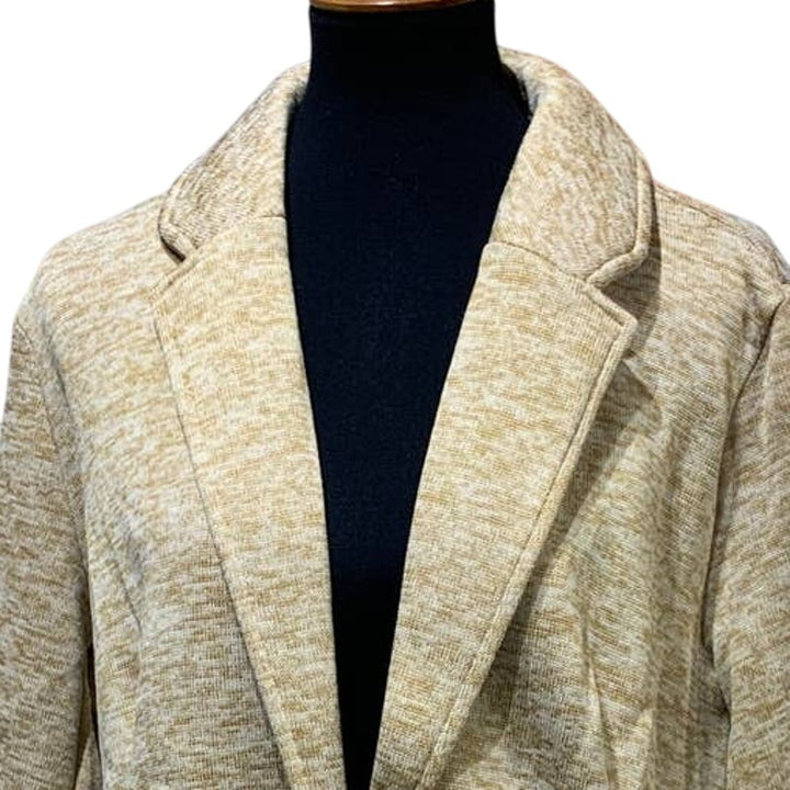 New Lands End Tan 1X Sweater Fleece Machine Washable Single Button Blazer Jacket