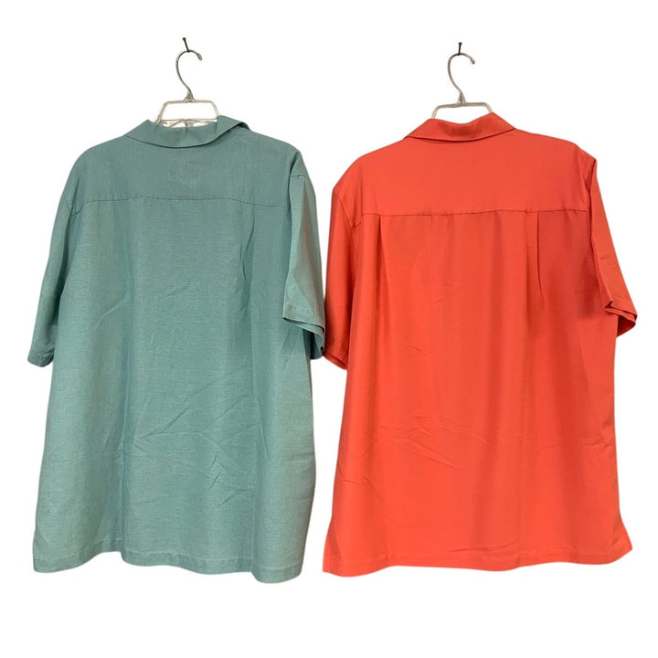 Lot of 2 Caribbean Weekender Mens Large Tropical Short Sleeve Button Up Shirts