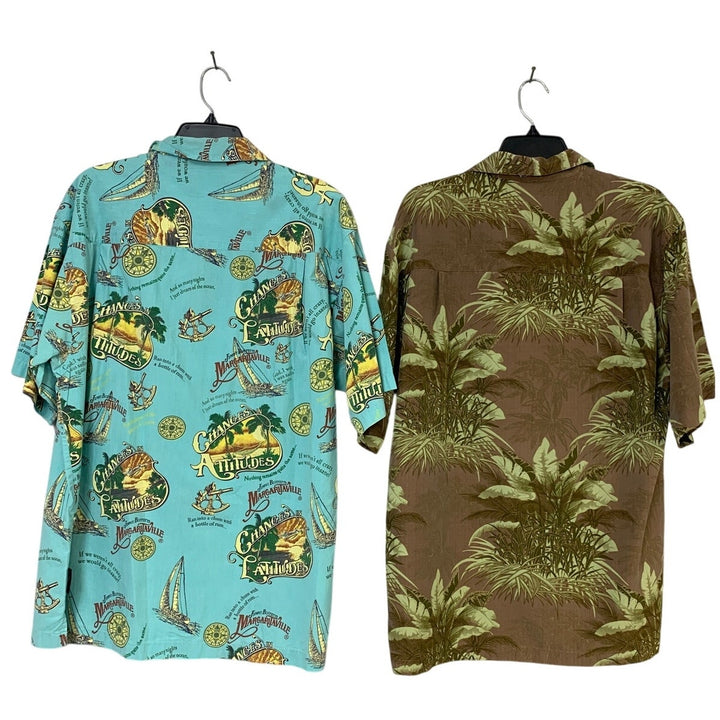 Lot of 2 Margaritaville Joe Marlin Mens Large Blue Short Sleeve Button Up Shirts