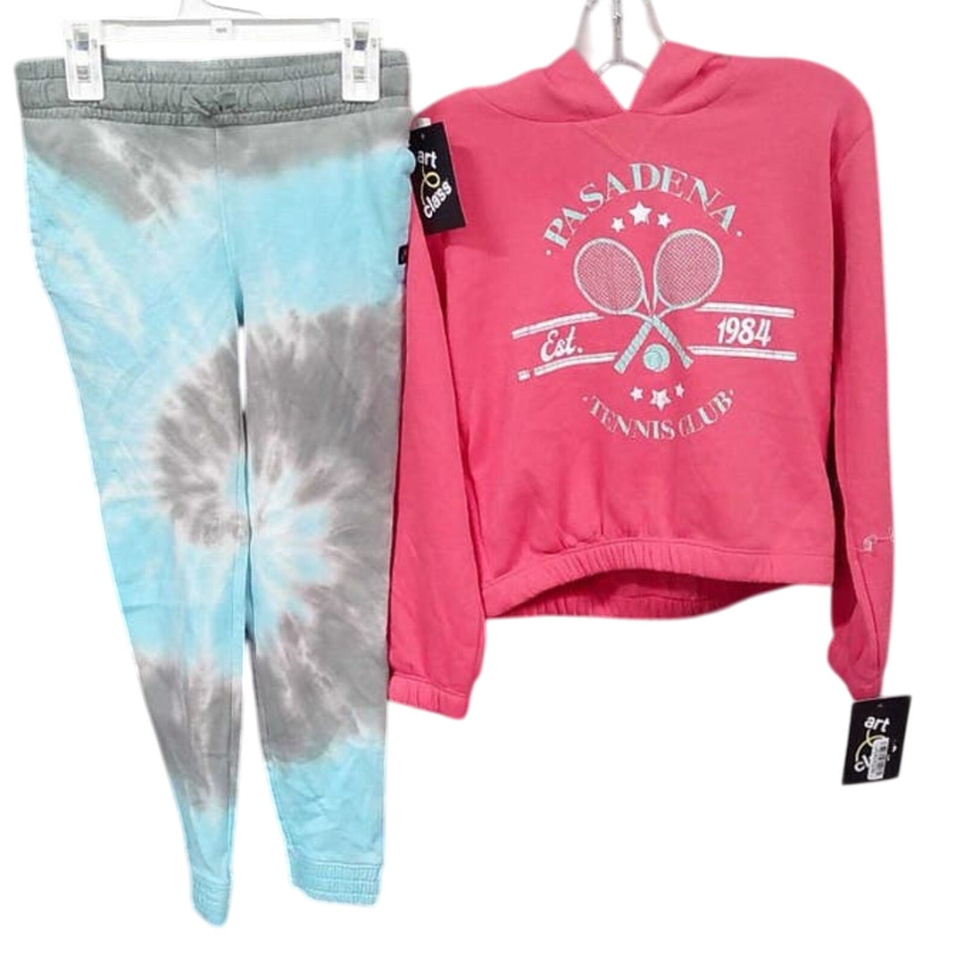 New Art Class Girls Medium 2pc Pasadena Tennis Hoodie Tie Dye Swirl Sweatpants