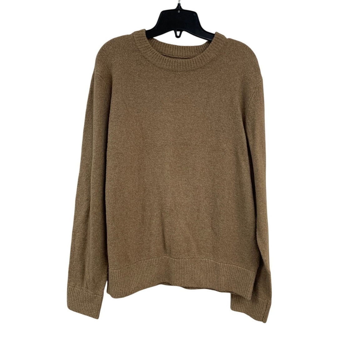 New American Eagle Womens Medium Camel Brown Long Sleeve Crew Neck Knit Sweater