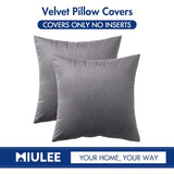 2 New Miulee Velvet 14 x 14 Pillow Covers Decorative Zip Up Square Pillowcases